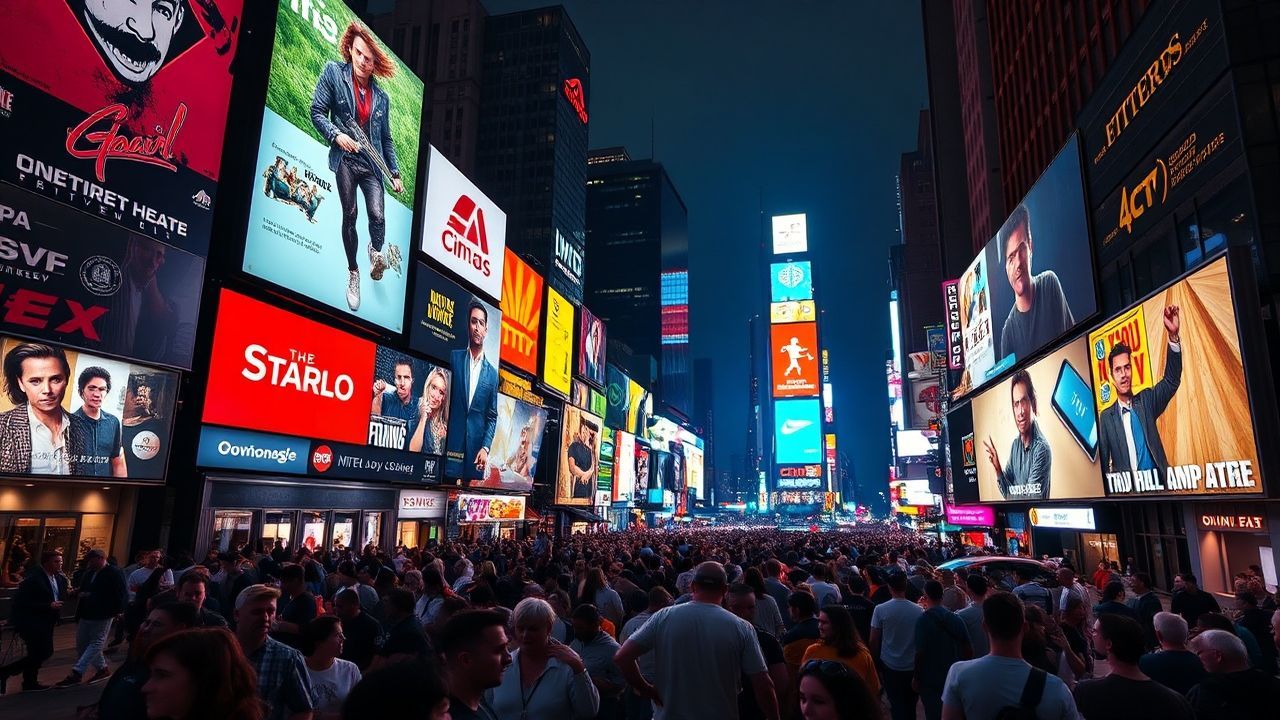 Sprawling Times Square Billboards by Night