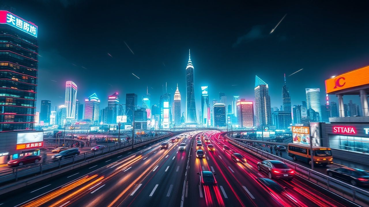 Mystical Flying Cars Traffic Neon Dreams