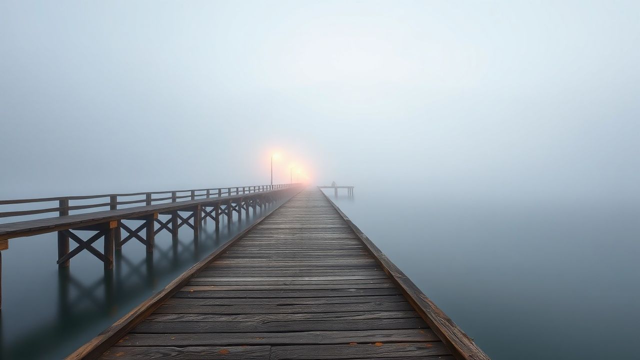 Dramatic Foggy Pier Disappearing