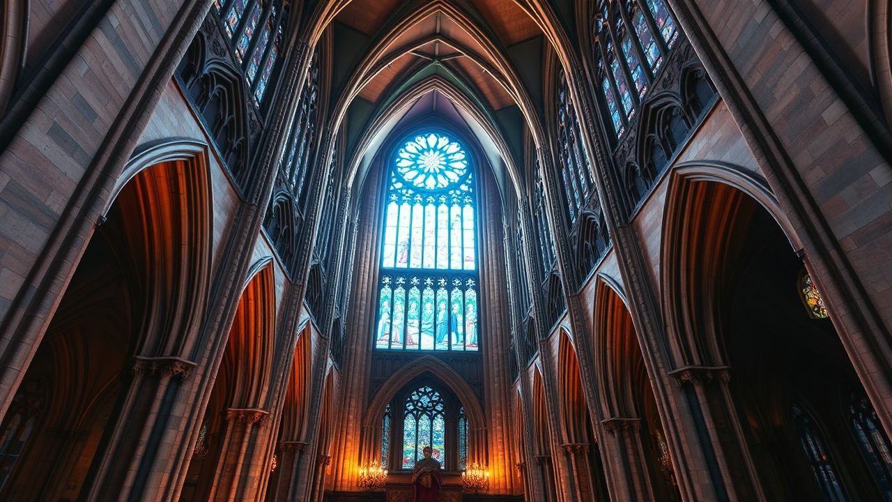 Lush Gothic Cathedral Buttresses Drama