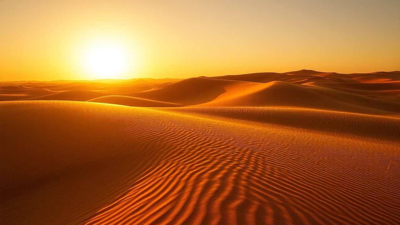 Verdant Sahara Dunes Ripples in Golden Light