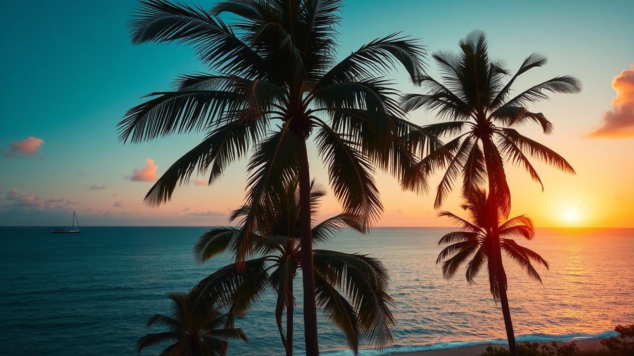 Fierce Palm Silhouettes Orange at Sunset