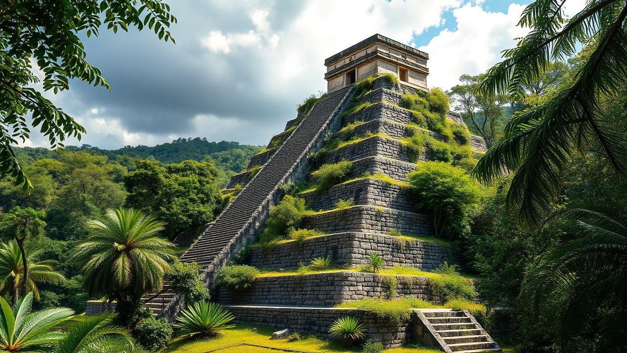 Dramatic Mayan Pyramid Jungle Ruins