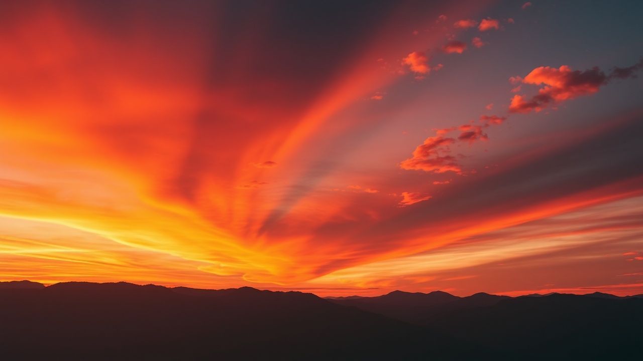 Tranquil Fire Sky Orange at Sunset