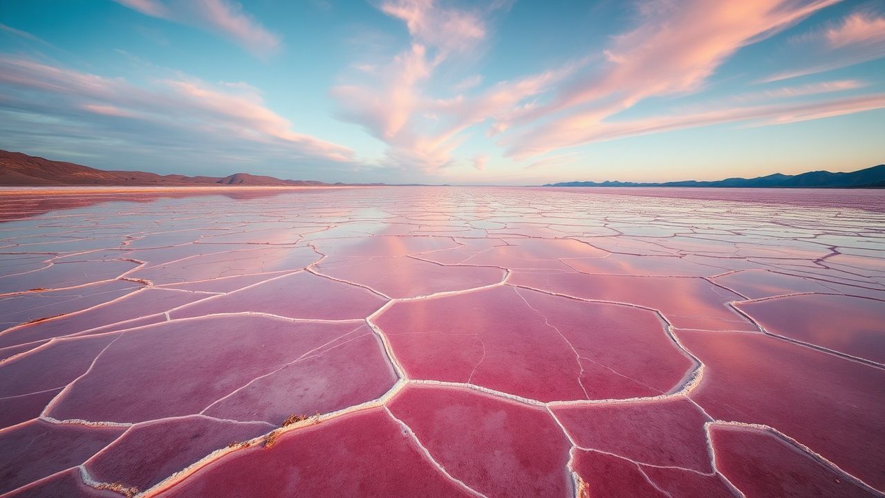 Mystical Salt Ponds Pink from Above