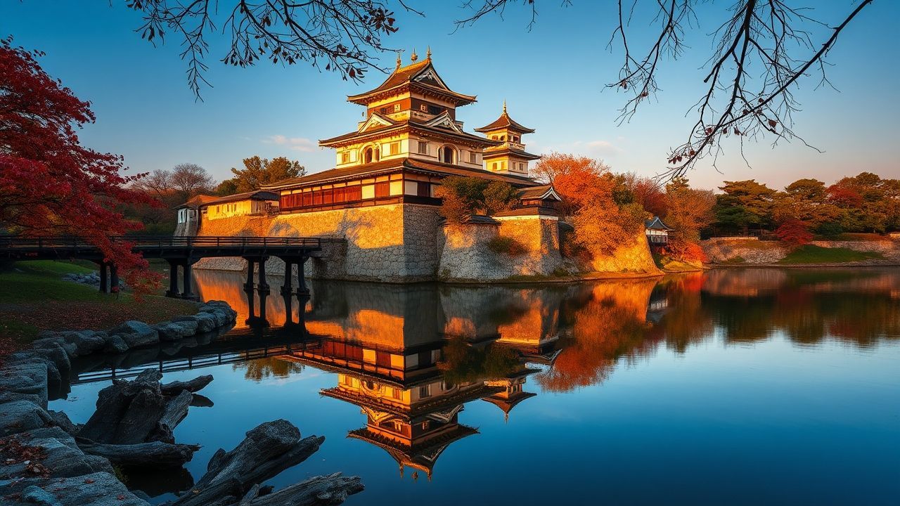 Enchanted Japanese Castle Maple in Autumn