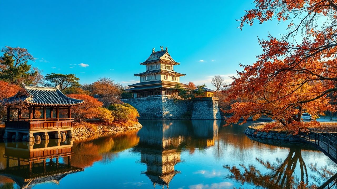Wondrous Japanese Castle Maple in Autumn