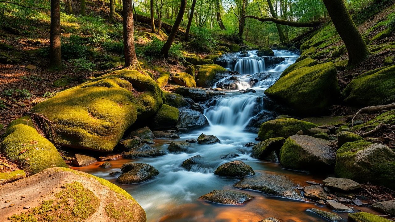 Cosmic Forest Stream Mossy Serenity