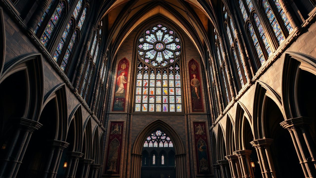 Sweeping Gothic Cathedral Buttresses Drama