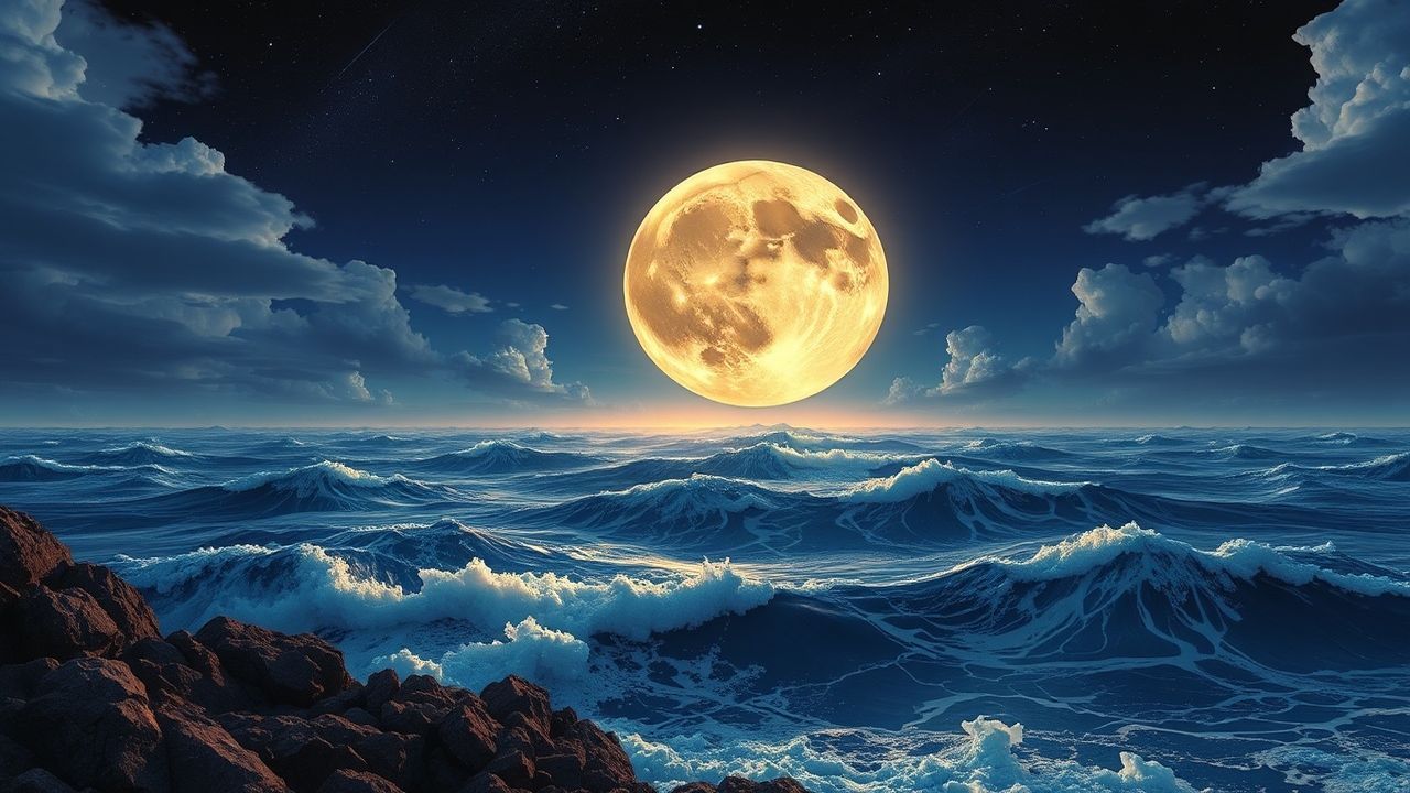 Brilliant Giant Moon Touching by Night