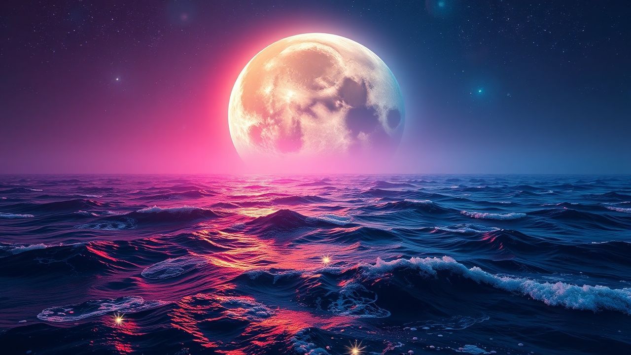 Legendary Giant Moon Touching by Night