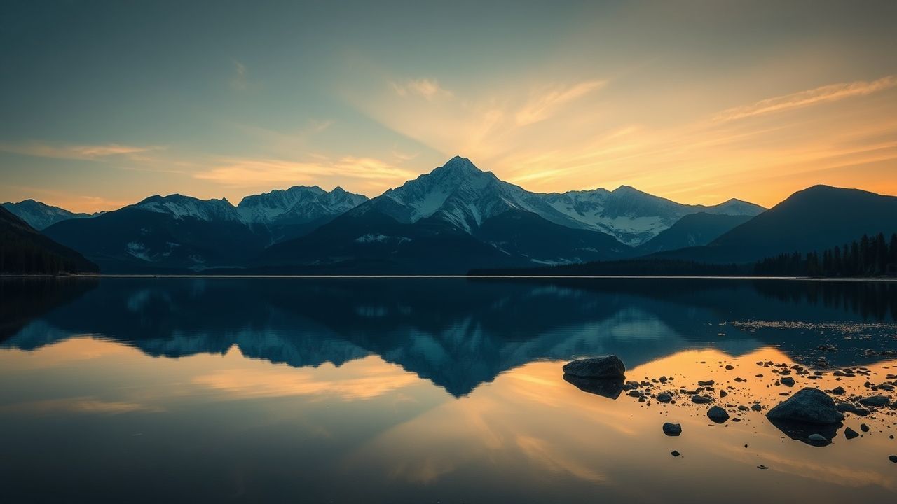 Ethereal Lake Mirror Mountains Reflections