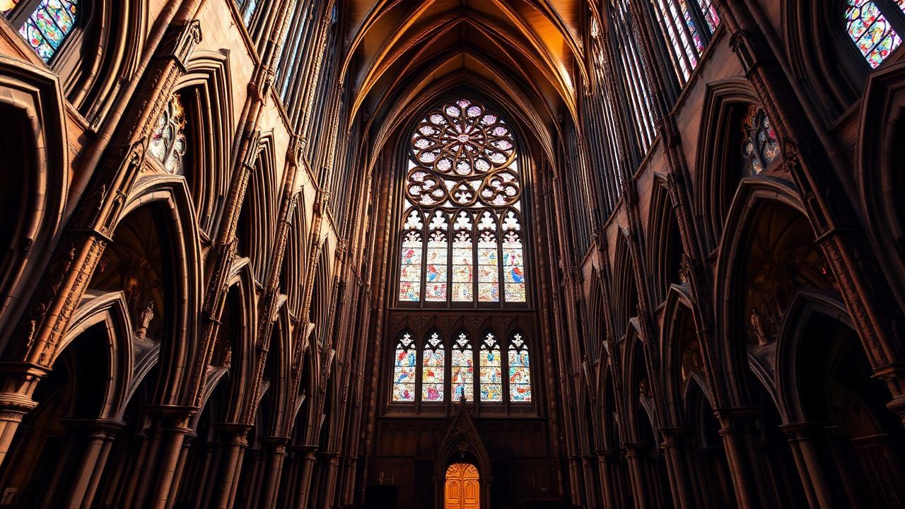 Splendid Gothic Cathedral Buttresses Drama
