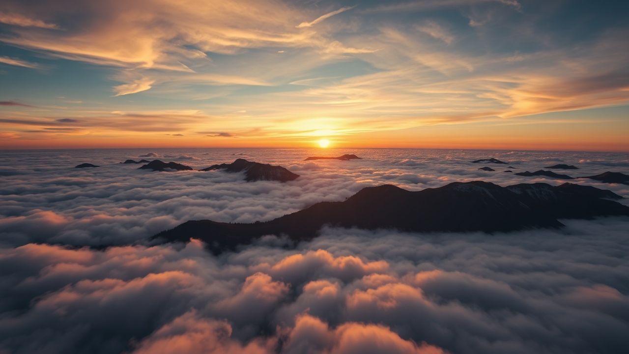 Fierce Sea Clouds Peaks in the Mist