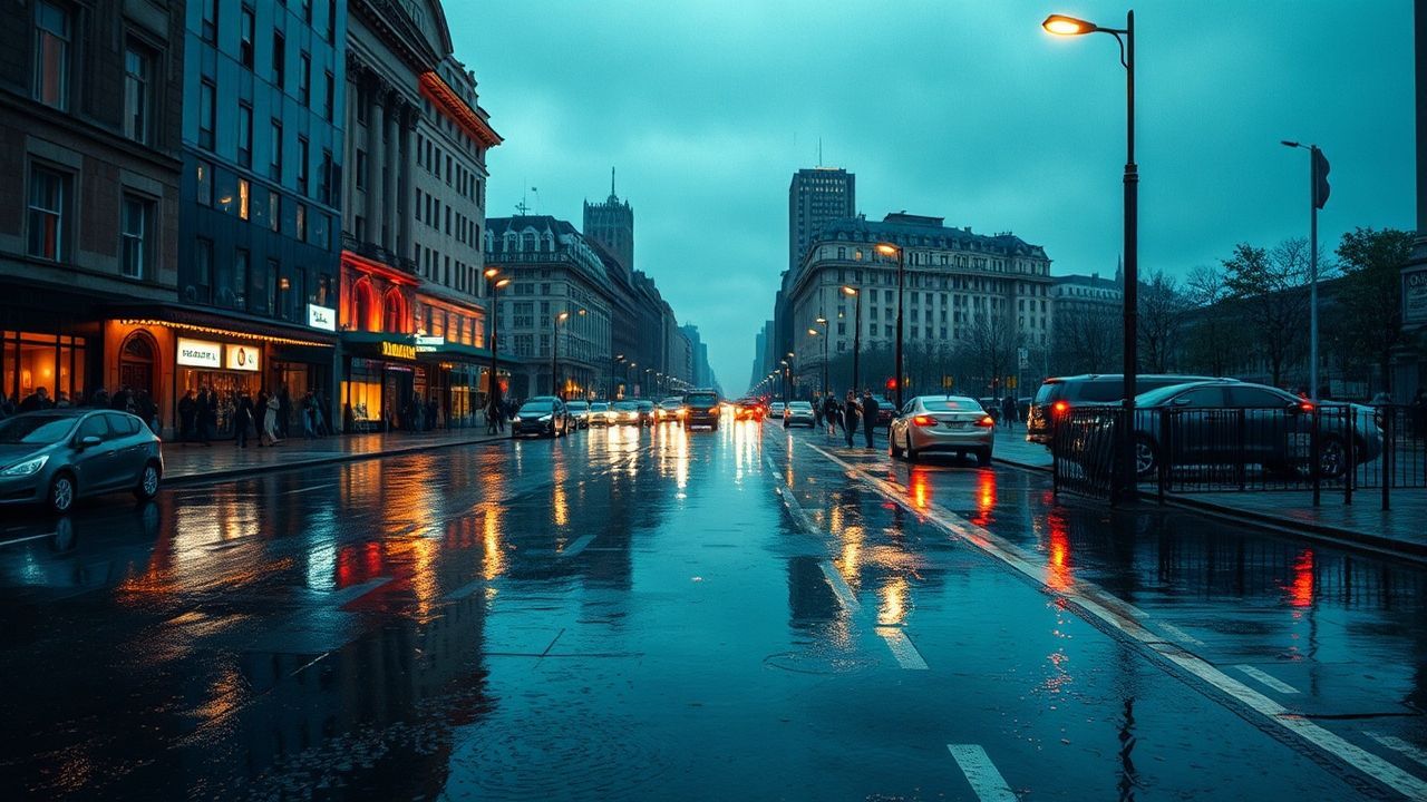 Haunting Street Reflections Lights in the Rain