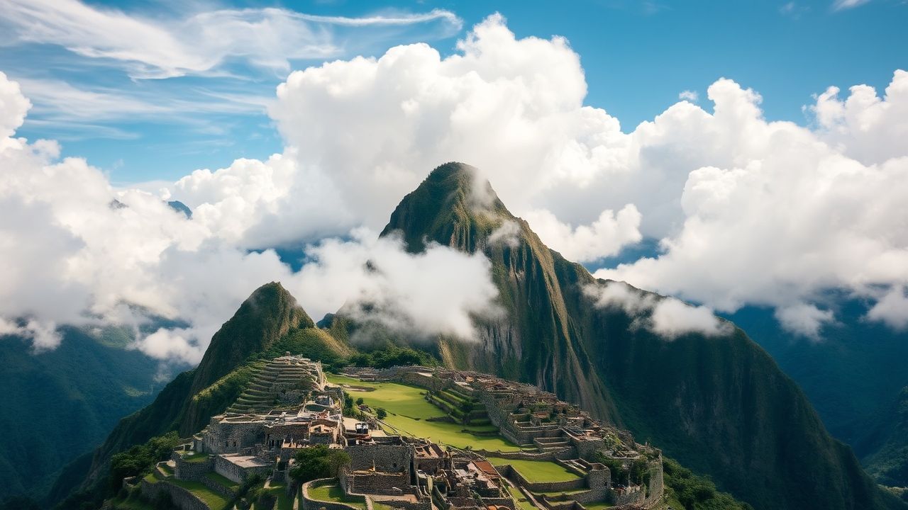 Ancient Machu Picchu Picchu Clouds