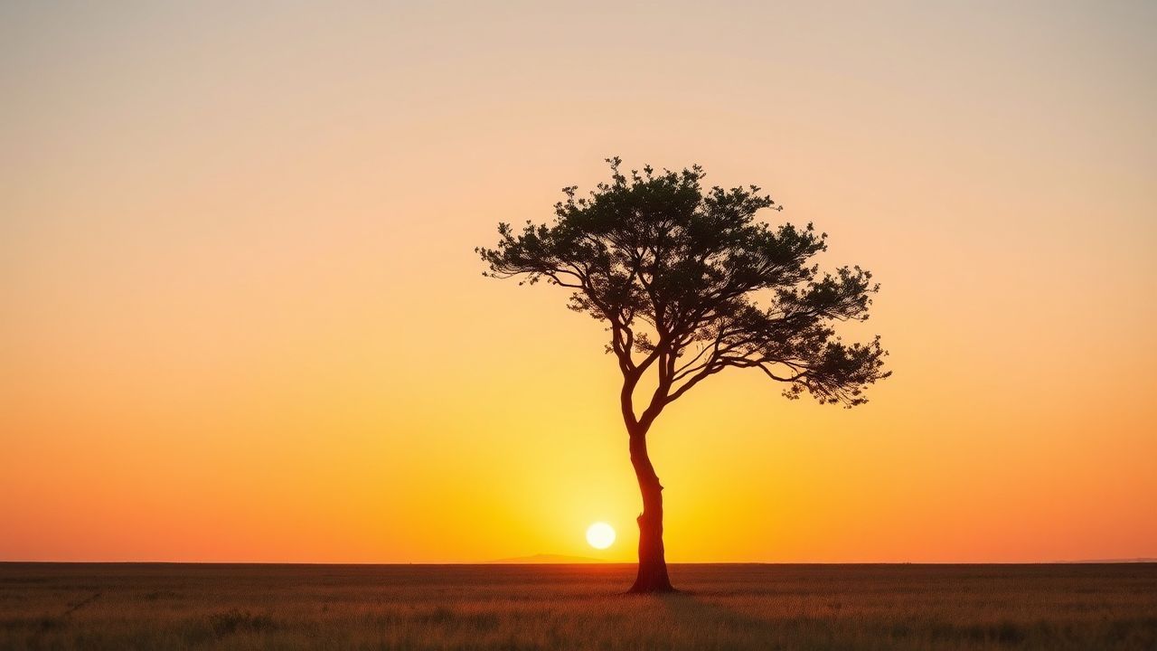 Sprawling Single Tree Horizon at Sunset