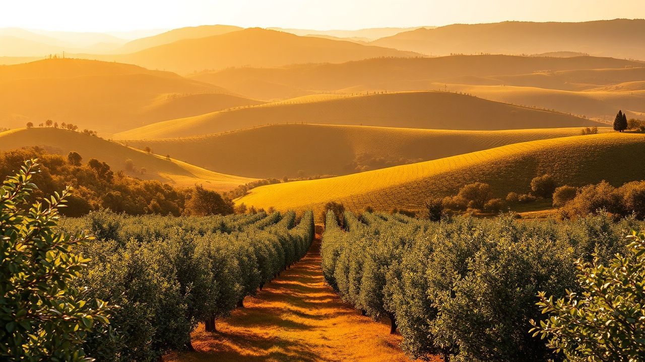 Cosmic Tuscany Olive Grove in Golden Light