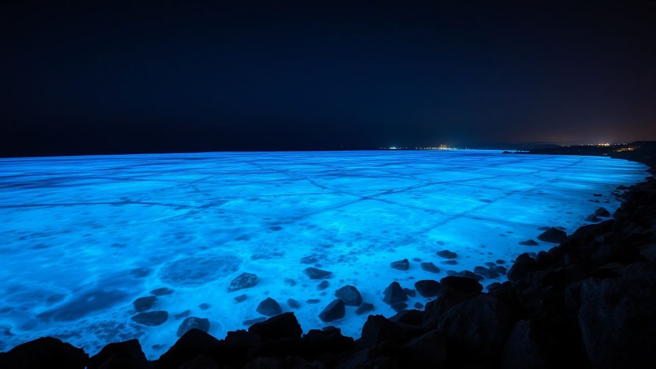 Golden Bioluminescent Bay Blue Glow