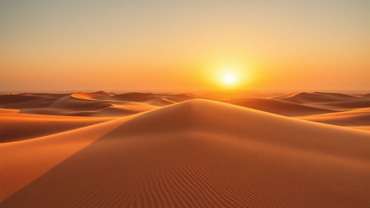 Luminous Sahara Dunes Ripples in Golden Light
