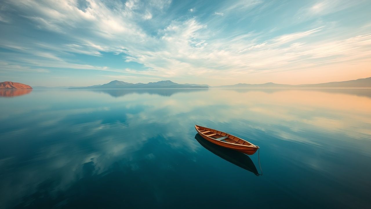 Sweeping Single Boat Calm Reflections