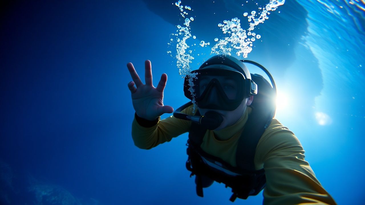Dramatic Freediver Blue Abyss Serenity
