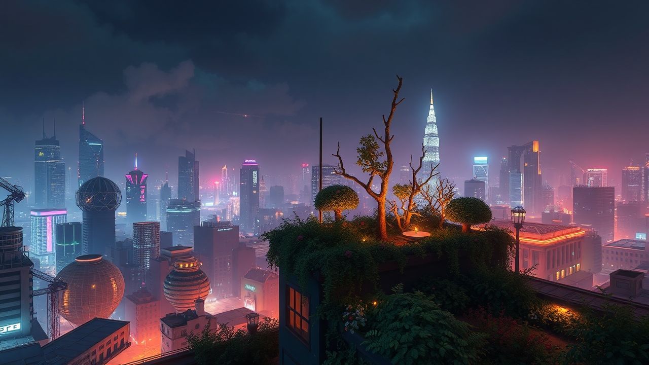 Spectacular Rooftop Garden Oasis by Night