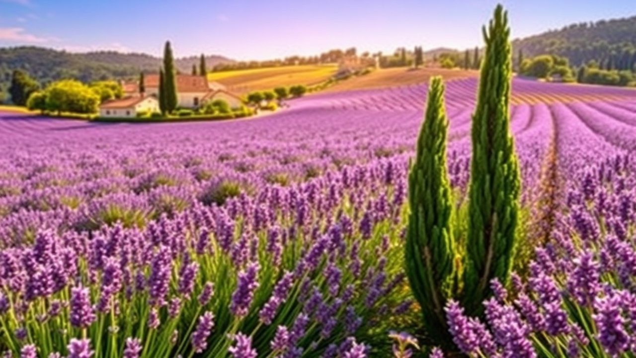 Ornate Provence Lavender Farmhouse in Summer