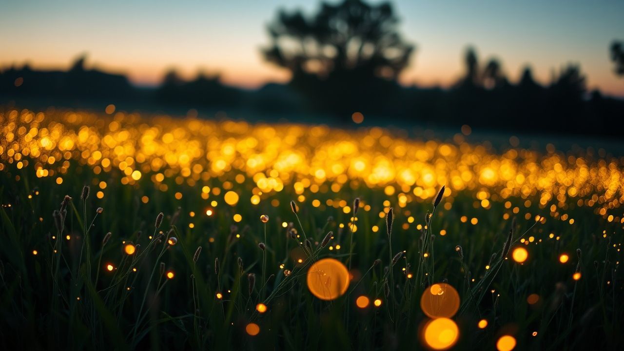 Wondrous Fireflies Field Warm by Night
