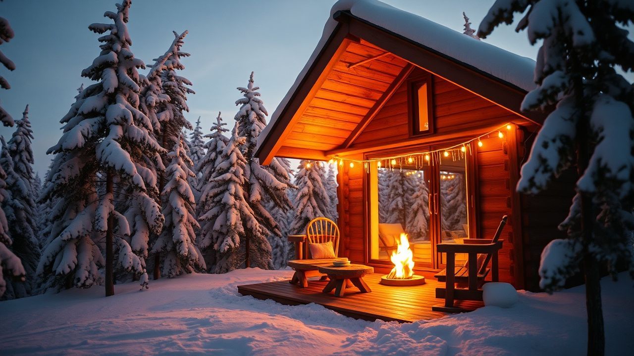 Towering Scandinavian Cabin Isolation in Winter