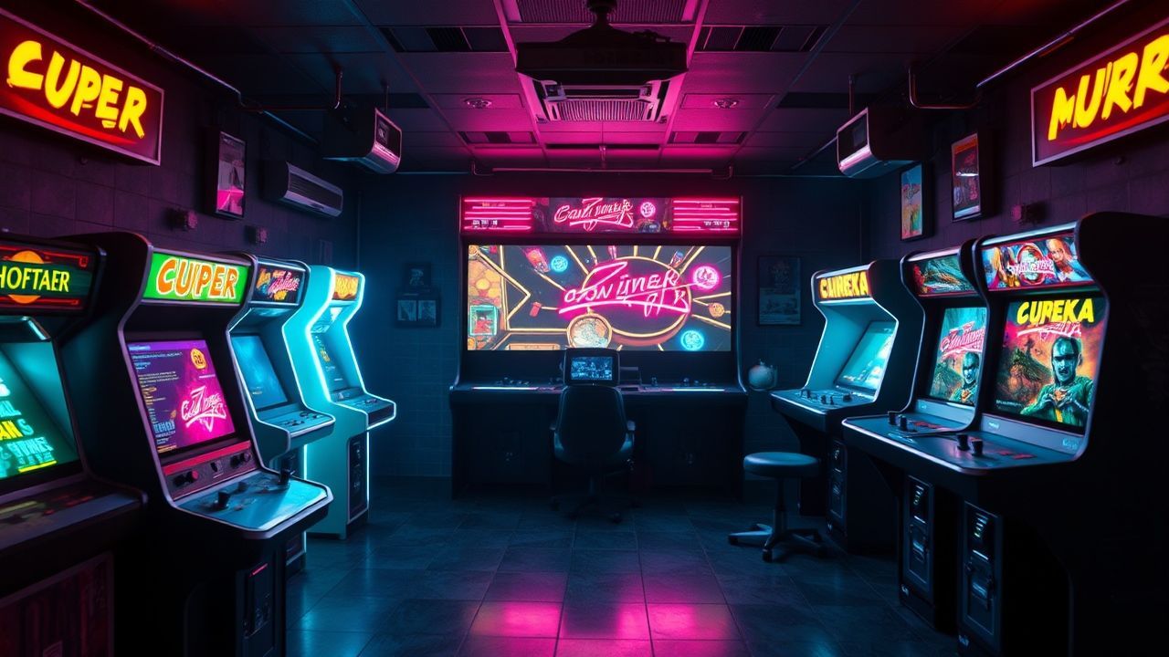 Sprawling Arcade Cabinet Glow Neon Dreams