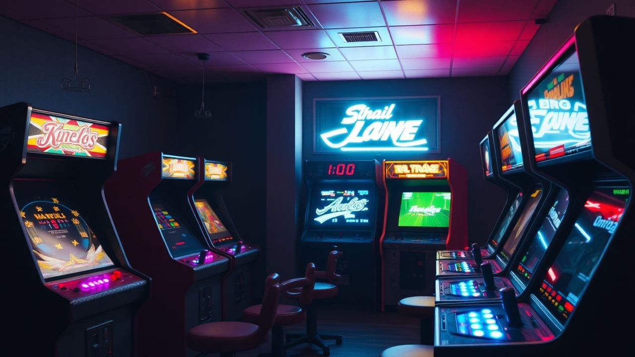 Golden Arcade Cabinet Glow Neon Dreams