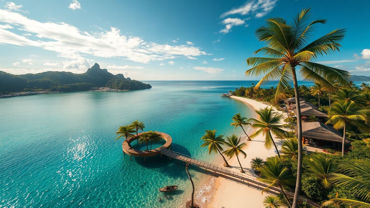 Enchanted Tropical Island Beach from Above