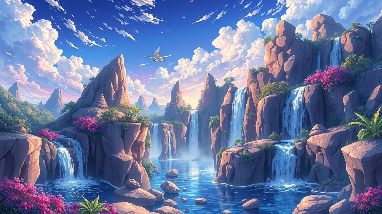 Magnificent Fantasy Landscape Floating Magic