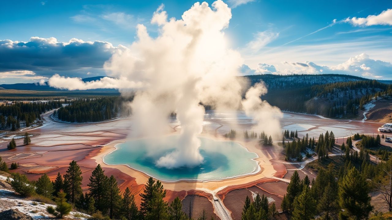 Wondrous Grand Prismatic Rainbow in Spring
