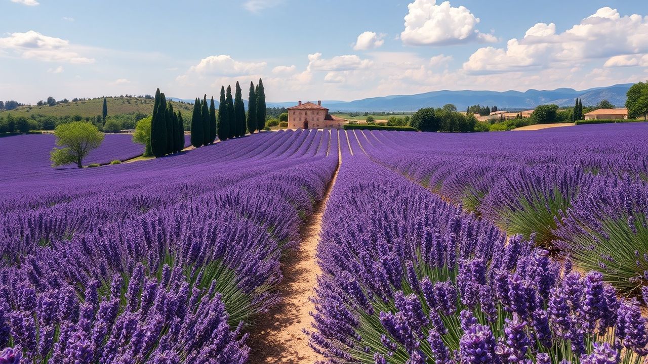 Serene Provence Lavender Farmhouse in Summer