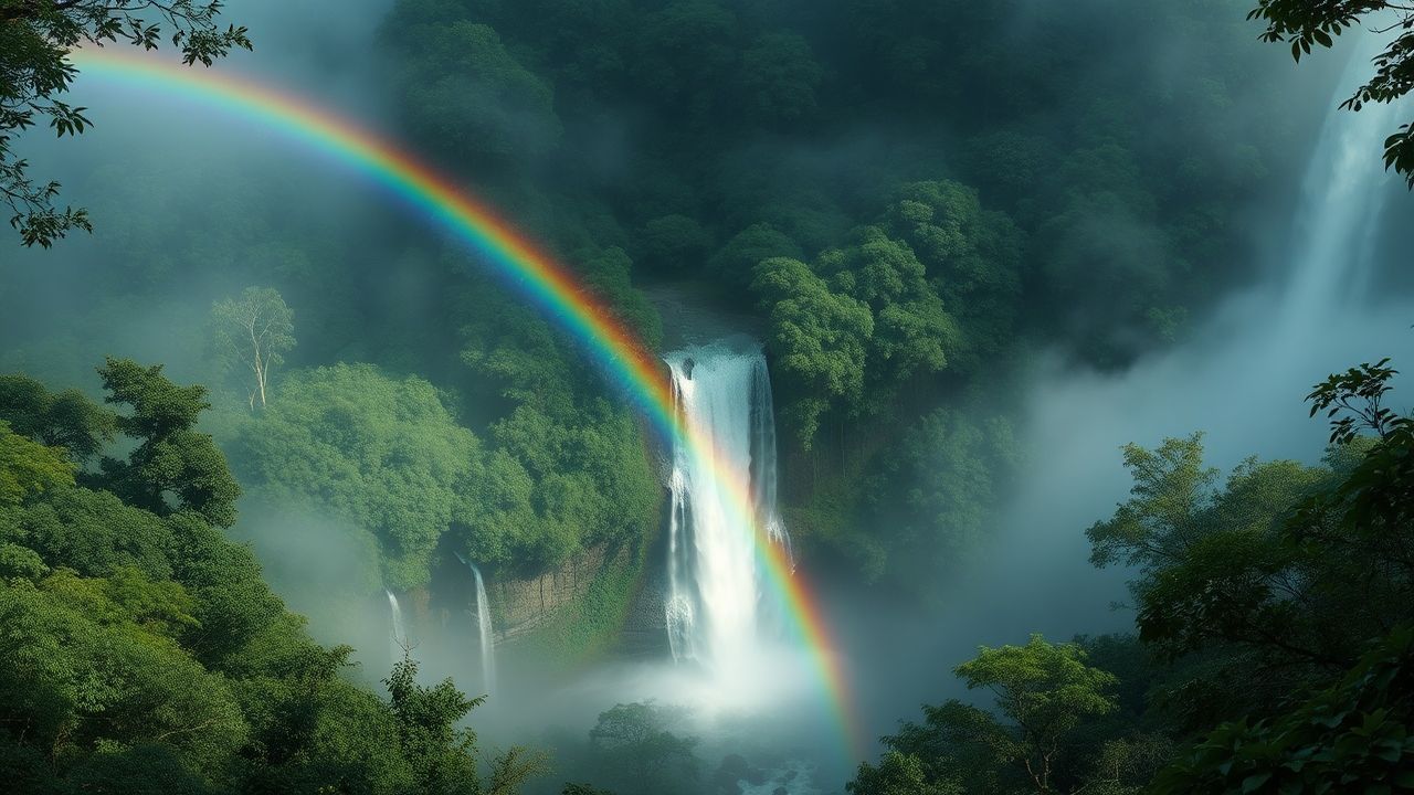 Immense Jungle Waterfall Hidden in the Mist