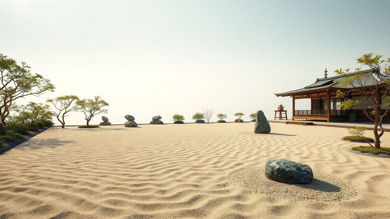 Golden Japan Zen Garden Serenity