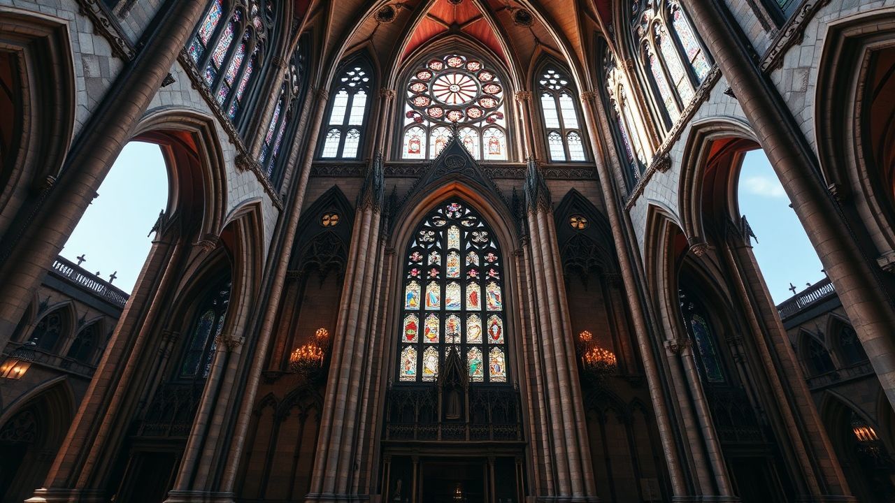 Majestic Gothic Cathedral Buttresses Drama