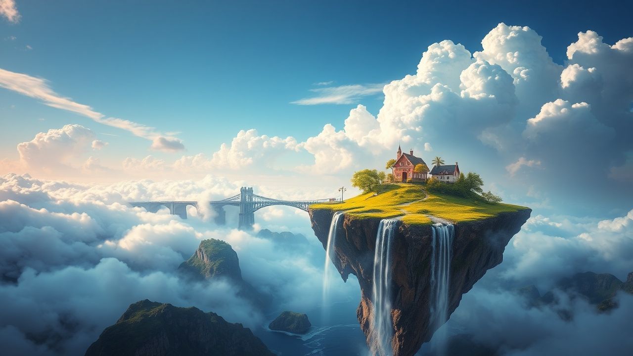Delicate Floating Islands Waterfalls Magic
