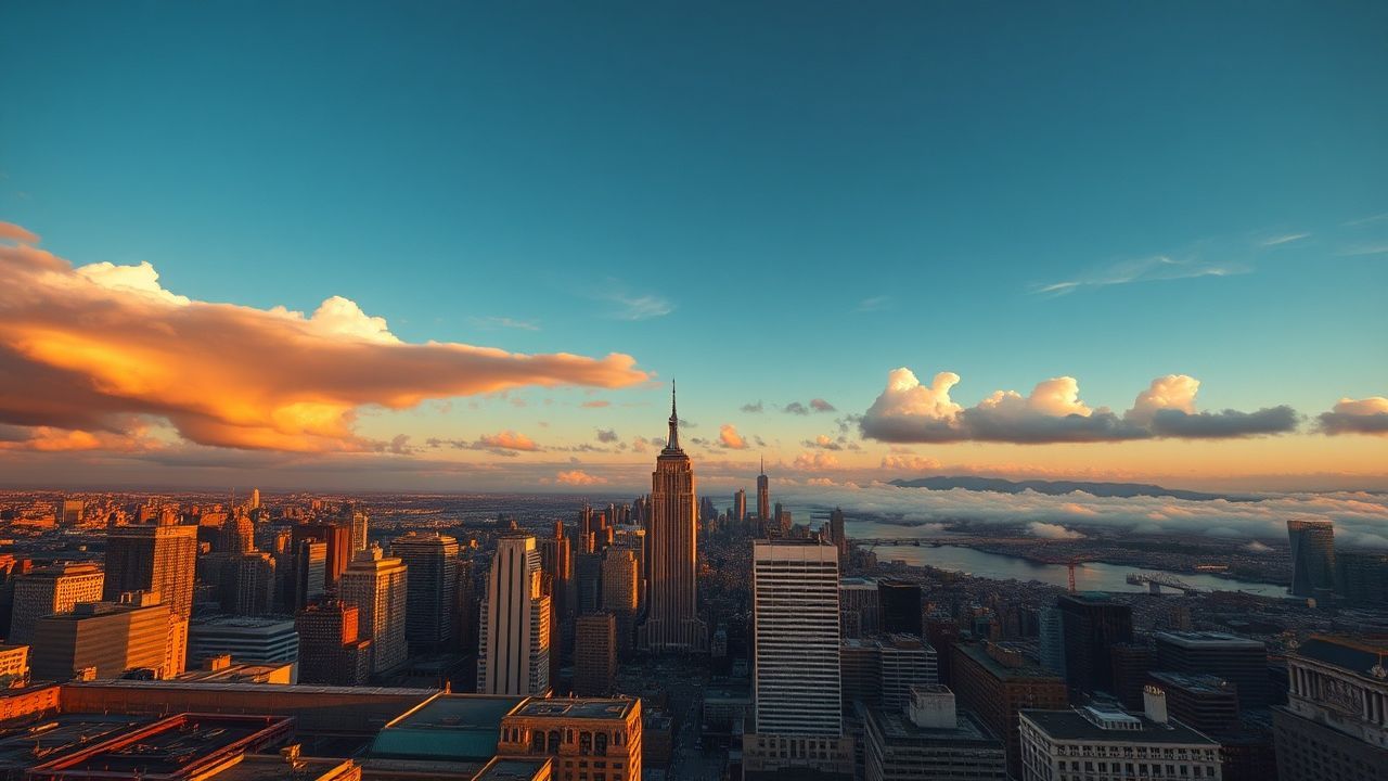 Arcane Rooftop Skyline Clouds Panorama