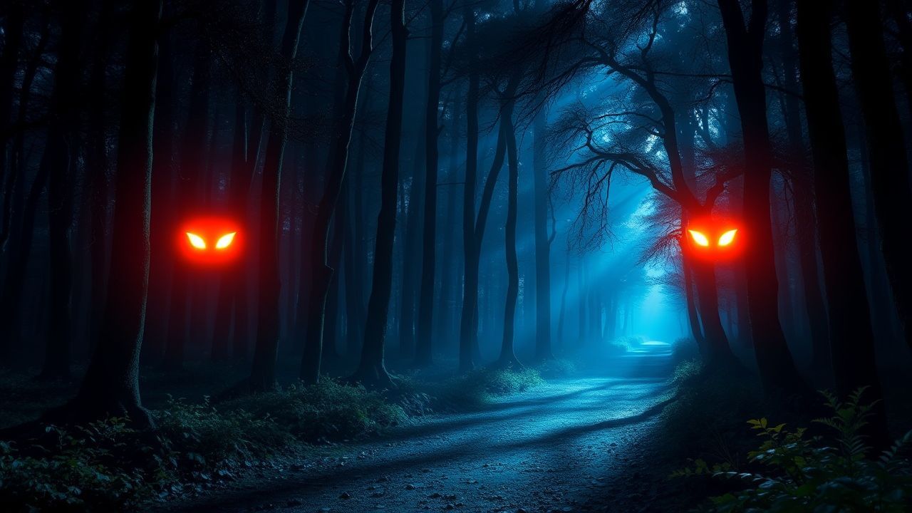 Towering Dark Forest Path Glow