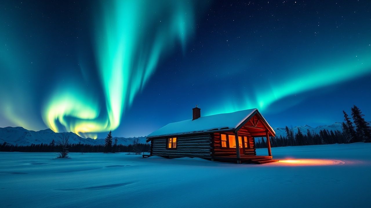 Arcane Northern Lights Cabin in Winter