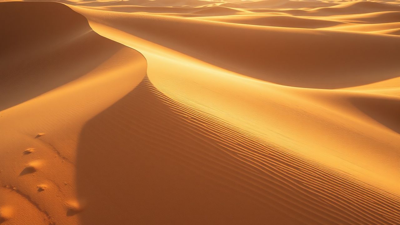 Golden Sand Dune Curve in Golden Light