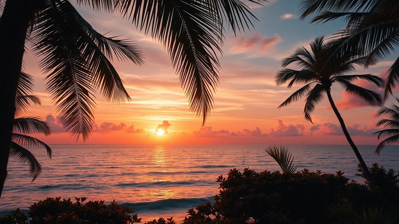 Spectacular Palm Silhouettes Orange at Sunset