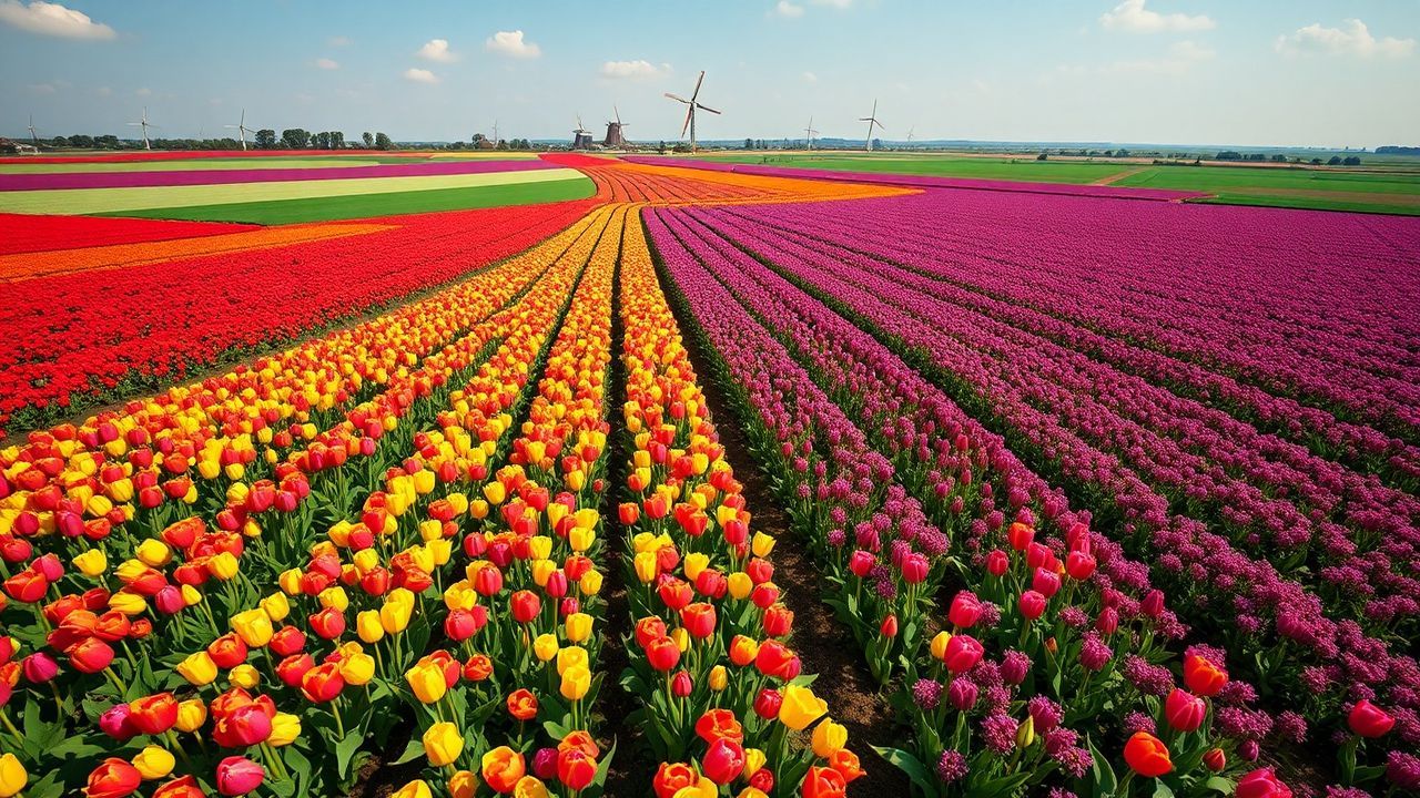 Wondrous Tulip Fields Netherlands from Above
