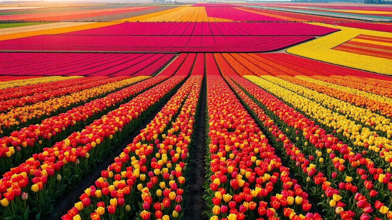 Haunting Tulip Fields Netherlands from Above
