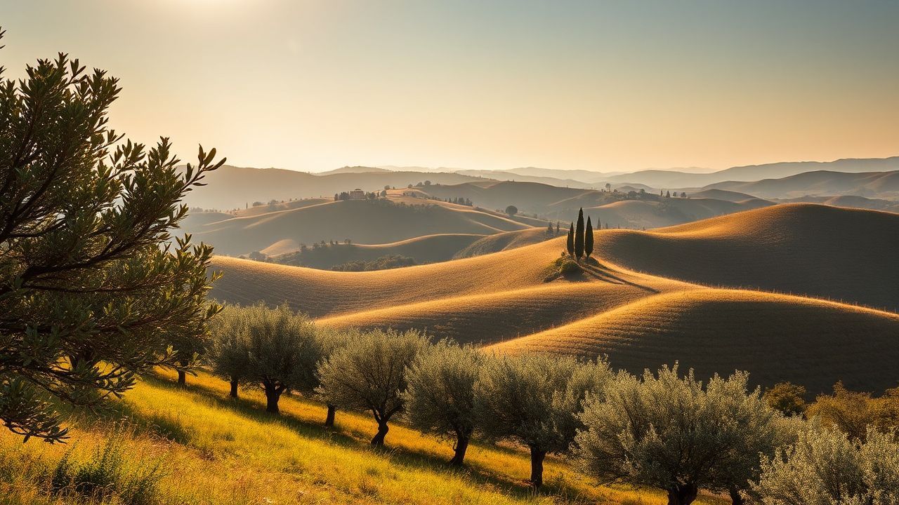 Ethereal Tuscany Olive Grove in Golden Light