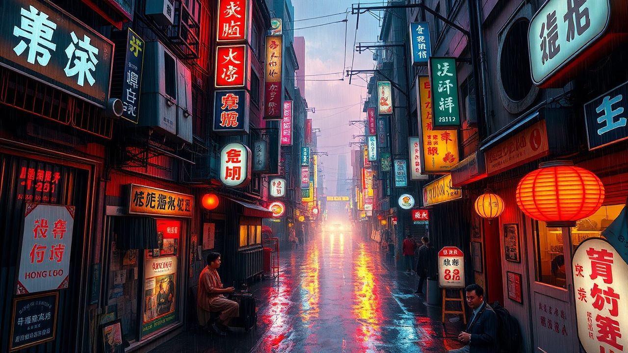 Immense Hong Kong Alley Neon Dreams