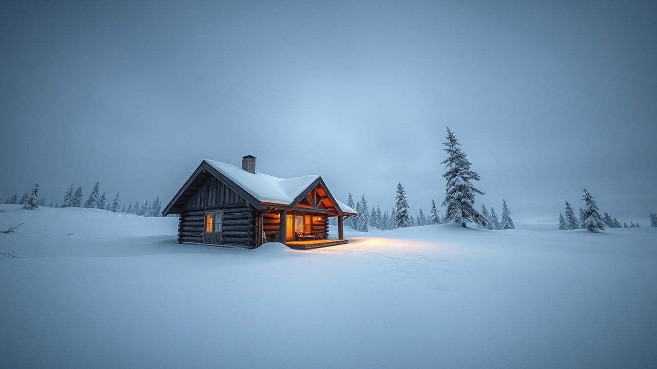 Dramatic Nordic Cabin Isolation in Winter